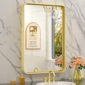 Beautiful 16 x 24 Gold mirror for Bathroom or Bedroom (Vertical or Horizontal)